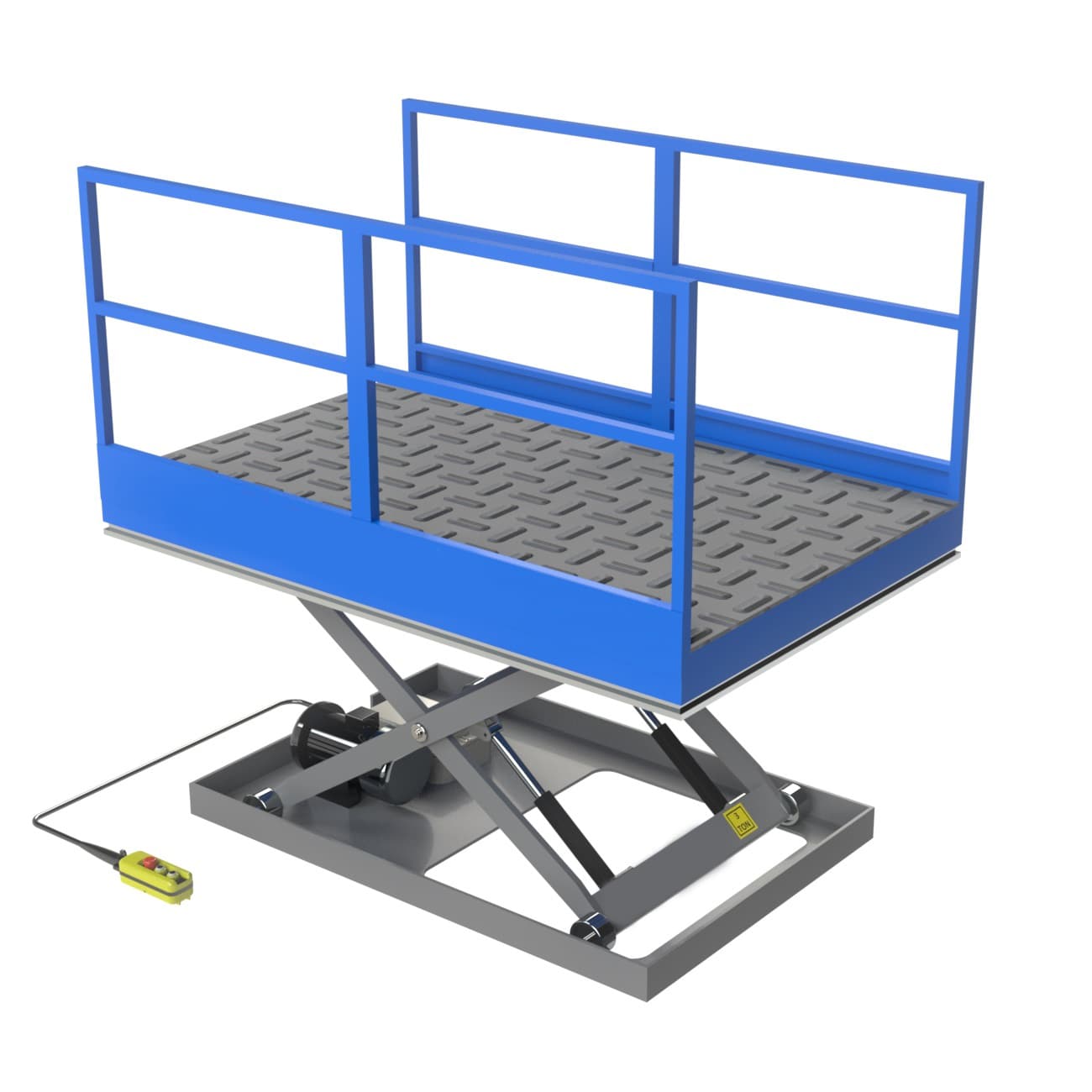 3 Ton 1 Metre Elektrikli Hidrolik Makaslı Platform Korkuluklu